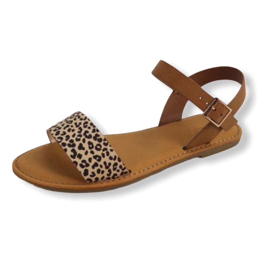 Cheetah Print Strappy Flat Sandals - Picture 6 of 9